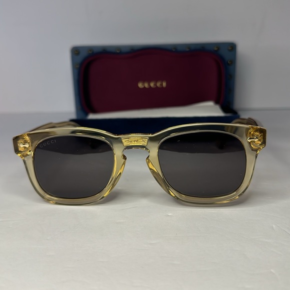 💯 - New Authentic GUCCI GG0182S 006 Transparent Brown/Grey sunglasses - Picture 10 of 15